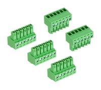 sourcing map 5Pcs PCB Terminal Block, 300V 8A Male 6 Pin 3.5mm Pitch PCB Screw Mount Terminal Block Connector for Industrial Use, Electronic Projects, Green