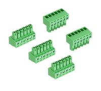 sourcing map 5Pcs PCB Terminal Block, 300V 8A Male 6 Pin 3.81mm Pitch PCB Screw Mount Terminal Block Connector for Industrial Use, Electronic Projects, Green