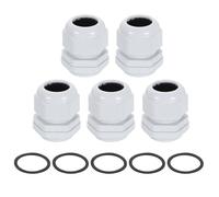 sourcing map 5Pcs PG25 Nylon Cable Glands, Waterproof Cord Grip Connector with Washer, Adjustable 16-21mm Wire Grommet Protectors with Gaskets and Locknut for Junction Box, White