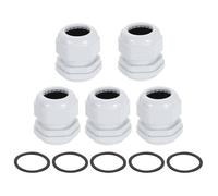 sourcing map 5Pcs PG29 Nylon Cable Glands, Waterproof Cord Grip Connector with Washer, Adjustable 18-25mm Wire Grommet Protectors with Gaskets and Locknut for Junction Box, White