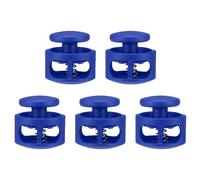 sourcing map 5pcs Plastic Cord Locks Double Hole Spring Toggle Stopper Clip Elastic Clasp Lock Fastener for Drawstring, Paracord, Bags, Clothing, Gloves String Lock Replacement, Blue