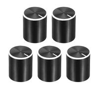 sourcing map 5pcs Potentiometer Knob Knurled Shaft Black Aluminum 6mm Shaft Dia. Rotary Knob 15mmx17mm Guitar Volume Control Knob