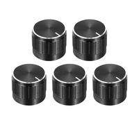 sourcing map 5pcs Potentiometer Knob Knurled Shaft Black Aluminum 6mm Shaft Dia. Rotary Knob 21mmx17mm Guitar Volume Control Knob