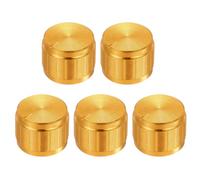 sourcing map 5pcs Potentiometer Knob Knurled Shaft Gold Tone Aluminum 6mm Shaft Dia. Rotary Knob 17mmx13mm Volume Control Knob