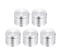 sourcing map 5pcs Potentiometer Knob Knurled Shaft Silver Aluminum 6mm Shaft Dia. Rotary Knob 21mmx17mm Guitar Volume Control Knob