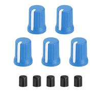 sourcing map 5pcs Potentiometer Knobs,D-Shaft Replacement Rubber Potentiometer Control Knob Replacement Push Rod Cap for DJ Controller Mixer Console Encoder Speaker(Blue White)