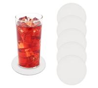 sourcing map 5Pcs PU Leather Coasters, 4" Round Drink Coasters Heat Resistant Water Absorbent Non Slip Cup Mat for Home Office Kitchen Bar Coffee Table Housewarming Gifts Decor, White