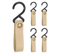 Sourcing Map 5pcs PU Leather Hooks, S-Type, White; Holds Items Firmly, Organizes Space; Camping, Kitchen, Closet Uses