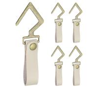 Sourcing Map 5pcs PU Leather Hooks, V-Shape Hooks for Outdoor, Kitchen, Camping & Garment Use, Light Grey