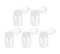 sourcing map 5pcs Push Down Pump Dispenser 3.5OZ (100ML) Plastic Nail Polish Remover Pumping Empty Bottle with Round Flip Cap for Makeup Remover Alcohol Facial Toner, Clear