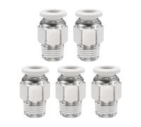 sourcing map 5pcs Push to Connect Fitting 1/4" Tube OD x 1/8" NPT Thread Male Straight Union Fitting Copper Quick Connect Pneumatic Fitting for Semi Truck Trailer Air Brake System, White