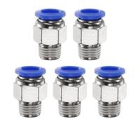 sourcing map 5pcs Push to Connect Fitting 10mm Tube OD x 1/4" NPT Thread Male Straight Quick Connector Copper Air Line Hose Fittings for Industry Air System PC10-N02, Blue