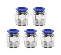 sourcing map 5pcs Push to Connect Fitting 12mm Tube OD x 1/2" NPT Thread Male Straight Quick Connector Copper Air Line Hose Fittings for Industry Air System PC12-N04, Blue