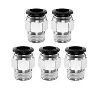 sourcing map 5pcs Push to Connect Fitting 12mm Tube OD x 3/8" NPT Thread Male Straight Quick Connector Copper Air Line Hose Fittings for Industry Air System PC12-N03, Black