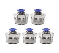 sourcing map 5pcs Push to Connect Fitting 6mm Tube OD x 1/2" NPT Thread Male Straight Quick Connector Copper Air Line Hose Fittings for Industry Air System PC6-N04, Blue