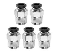 sourcing map 5pcs Push to Connect Fitting 6mm Tube OD x 1/4" NPT Thread Male Straight Quick Connector Copper Air Line Hose Fittings for Industry Air System PC6-N02, Black