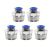 sourcing map 5pcs Push to Connect Fitting 8mm Tube OD x 1/2" NPT Thread Male Straight Quick Connector Copper Air Line Hose Fittings for Industry Air System PC8-N04, Blue