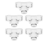 sourcing map 5pcs Push to Connect Fittings 1/2 Inch Tube OD t Shape Tee Plastic Quick Connect Air Hose Pneumatic Fitting Kit Reducing 3 Ways Push Lock Connector, White