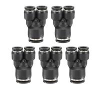 sourcing map 5pcs Push to Connect Fittings 1/2 Inch Tube OD x 5/16 Inch OD, Tee Plastic Quick Connect Air Hose Pneumatic Fitting Kit Reducing 3 Ways Push Lock Connector PY1/2-5/16, Black