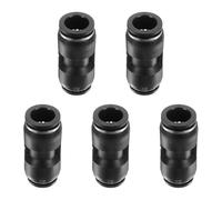 sourcing map 5pcs Push to Connect Fittings 1/2" OD x 3/8" OD Straight Pneumatic Connector Zinc Alloy Quick Connect Union Two-Way Fittings for Semi Truck Trailers Air Brake System, Black