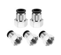 sourcing map 5pcs Push to Connect Fittings 12mm Tube OD x 1/2" NPT Thread Female Straight Pneumatic Tube Fittings PCF12-N04 Quick Connect Air Line Fittings Air Hose Fittings, Black