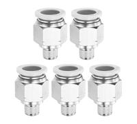 sourcing map 5pcs Push to Connect Fittings 12mm Tube OD x 1/8" NPT Thread Male Straight Union Fittings Brass Quick Connect Pneumatic Accessories for Trailers Air Brake System, White