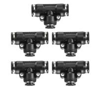 sourcing map 5pcs Push to Connect Fittings 3/8 Inch Tube OD x 5/16 Inch OD, Tee Plastic Quick Connect Air Hose Pneumatic Fitting Kit Reducing 3 Ways Push Lock Connector PE3/8-5/16, Black