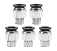 sourcing map 5pcs Push to Connect Fittings 3/8" Tube OD x 1/4" NPT Thread Male Straight Union Fittings Copper Quick Connect Pneumatic Fitting for Semi Truck Trailers Air Brake System, Black