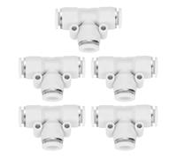 sourcing map 5pcs Push to Connect Fittings 5/16 Inch Tube OD t Shape Tee Plastic Quick Connect Air Hose Pneumatic Fitting Kit Reducing 3 Ways Push Lock Connector, White