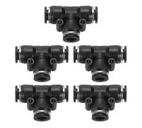 sourcing map 5pcs Push to Connect Fittings 5/16 Inch Tube OD t Shape Tee Plastic Quick Connect Air Hose Pneumatic Fitting Kit Reducing 3 Ways Push Lock Connector, Black
