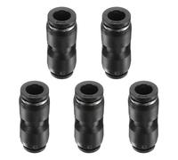 sourcing map 5pcs Push to Connect Fittings 5/16" OD x 1/4" OD Straight Pneumatic Connector Zinc Alloy Quick Connect Union Two-Way Fittings for Semi Truck Trailers Air Brake System, Black
