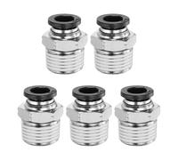 sourcing map 5pcs Push to Connect Fittings 5/16" Tube OD x 3/8" NPT Thread Male Straight Union Fittings Brass Quick Connect Pneumatic Accessories for Trailers Air Brake System, Black