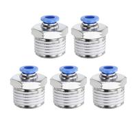 sourcing map 5pcs Push to Connect Fittings 6mm Tube OD x 1/2" NPT Thread Male Straight Union Fittings Brass Quick Connect Pneumatic Accessories for Trailers Air Brake System, Blue