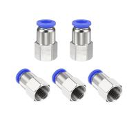 sourcing map 5pcs Push to Connect Fittings 8mm Tube OD x 1/4" NPT Thread Female Straight Pneumatic Tube Fittings PCF8-N02 Quick Connect Air Line Fittings Air Hose Fittings, Blue