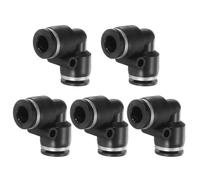 sourcing map 5pcs Push to Connect Fittings g 1/4 Tube OD 90 Elbow Pneumatic Adapter Quick Connector Air Line Hose Fitting for Water Air Oil Pipe, Black
