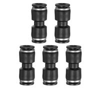 sourcing map 5pcs Push to Connect Fittings g 1/4 Tube OD Straight Pneumatic Adapter Quick Connector Air Line Hose Fitting for Water Air Oil Pipe, Black