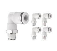 sourcing map 5pcs Push to Connect Fittings Male Elbow 3/8 Inch Tube OD x 1/4 Inch NPT Thread Plastic Quick Connect Air Hose Pneumatic Fitting Kit Push Lock Connector PL3/8-N02, White