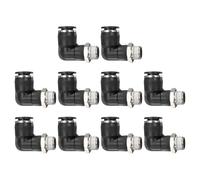 sourcing map 5pcs Push to Connect Tube Fitting 1/4" BSPT Male Thread x 10mm ID 90 Degree Pneumatic Quick Connect Air Fittings, Black