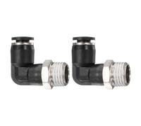 sourcing map 5pcs Push to Connect Tube Fitting 1/4" BSPT Male Thread x 6mm ID 90 Degree Pneumatic Quick Connect Air Fittings, Black