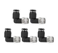 sourcing map 5pcs Push to Connect Tube Fitting 1/8" BSPT Male Thread x 4mm ID 90 Degree Pneumatic Quick Connect Air Fittings, Black