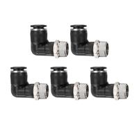 sourcing map 5pcs Push to Connect Tube Fitting 3/8" BSPT Male Thread x 10mm ID 90 Degree Pneumatic Quick Connect Air Fittings, Black