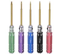 sourcing map 5pcs RC Hex Screwdriver 0.9mm 1.27mm 1.3mm 1.5mm 2mm Mini Titanium Hexagon Screwdrivers Wrench RC Hex Driver Repair Tool with Colorful Handles for RC Models Car Helicopter Boat