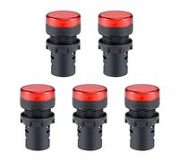 sourcing map 5Pcs Red Indicator Light AC/DC 24V, 22mm Panel Mount, for Electrical Control Panel, HVAC, DIY Projects
