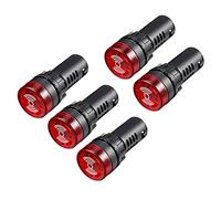 sourcing map 5Pcs Red Pilot Light with Buzzer AC/DC 12V, 22mm Panel Mount Flashing Alarm, for Electrical Control Panel, HVAC, DIY Projects
