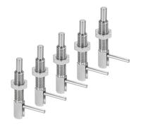 sourcing map 5Pcs Retractable Indexing Plunger Pin, M8 l Spring Plunger Stainless Steel Spring Loaded Latch Telescopic Locking Pin with Nut for Machinery Shipbuilding