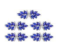 sourcing map 5Pcs Rhinestone Crystal Applique, Handmade Beaded Patches Sew on Patch Crystal Sewing Applique for Bridal Sash Wedding Dress Shoes Bags, Blue/Silver White