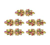 sourcing map 5Pcs Rhinestone Crystal Applique, Handmade Beaded Patches Sew on Patch Crystal Sewing Applique for Bridal Sash Wedding Dress Shoes Bags, Multicolor/Light Gold