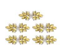 sourcing map 5Pcs Rhinestone Crystal Applique, Handmade Beaded Patches Sew on Patch Crystal Sewing Applique for Bridal Sash Wedding Dress Shoes Bags, Gold Yellow/Silver White