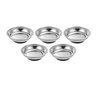 sourcing map 5pcs Round Magnetic Tray 4" x 1.26" Stainless Steel Magnet Tool Tray Parts Holder for Socket Screw Nuts Bolts Pin Washers Metal Parts