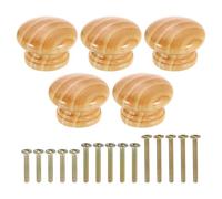 sourcing map 5Pcs Round Wood Drawer Knob, 1.57" x 1.14" Round Cabinet Knobs Mushroom Shape Paint Surface Wooden Knobs with Screws for Furniture Drawer Dresser Wardrobe Cupboard, Pine Color